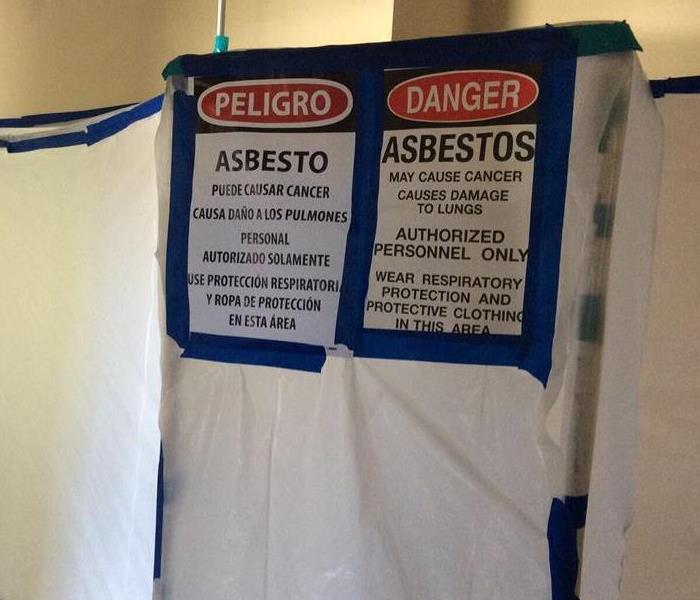 Containment for asbestos testing. 