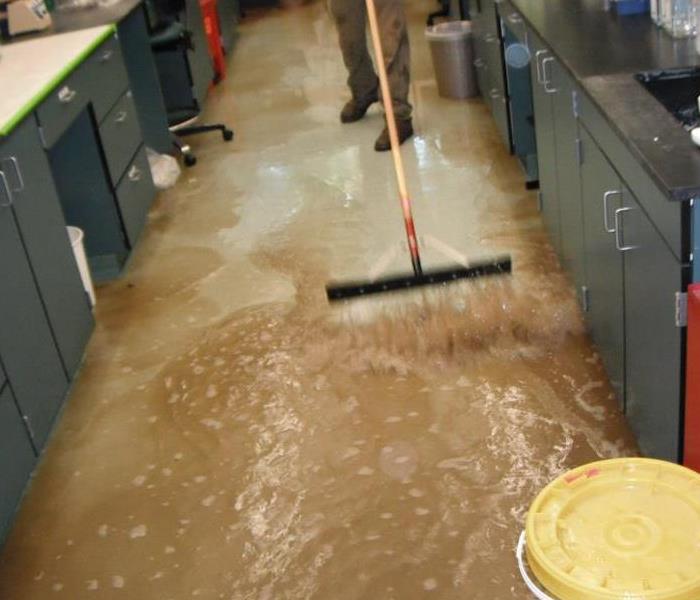 Flood water on the floor. 