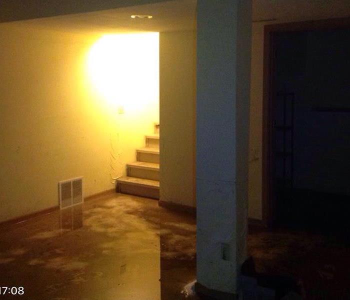 Flooding in the basement of a house. 
