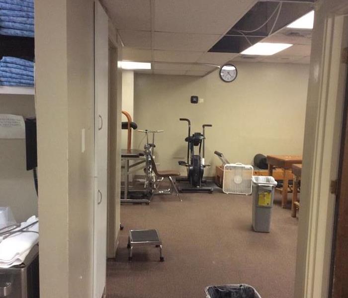 Physical therapy room cleaned after water damage 
