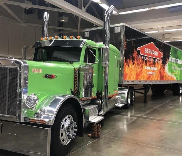 Semi truck with the SERVPRO logo 